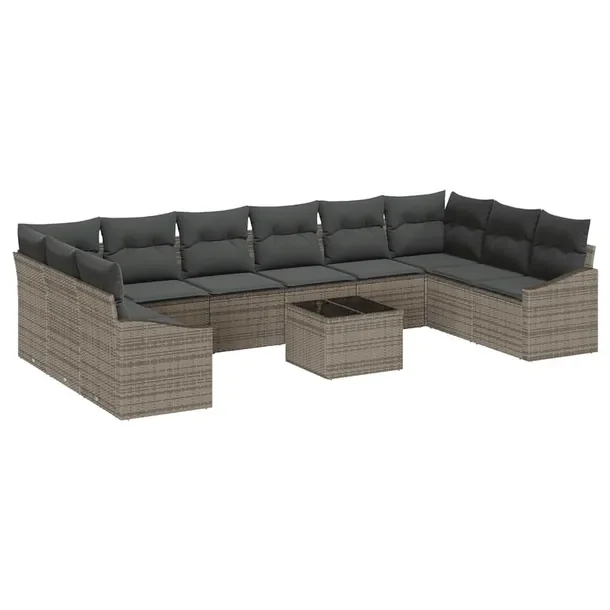 Zestaw Modułowy Sofa Ogrodowa dla 10 Osób, Rattan, Beżowy, 11 Elementów