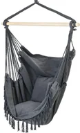 Fotele ogrodowe wiszące - Bauerkraft Huśtawka ogrodowa, fotel wiszący brazylijski z poduszkami 130kg grafitowy - miniaturka - grafika 1