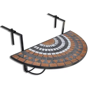 vidaXL vidaXL Półokrągły, wiszący stolik balkonowy, mozaika - Stoły ogrodowe - miniaturka - grafika 1