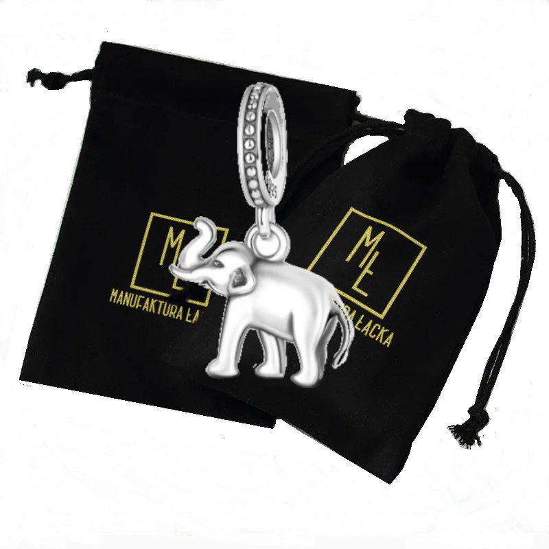 Charms zawieszka słoń słonik na szczęście prezent 925 damski manufaktura łącka