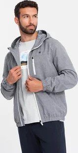 Kurtka męska Ombre Lekka sportowa męska kurtka z polarową podszewką szara V3 OM-JANP-0136 S - Kurtki męskie - miniaturka - grafika 1