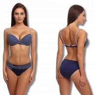 Stroje kąpielowe - Stroj Kapielowy Damski Dwuczesciowy Bikini Push-Up R. 36 70D Granatowy - miniaturka - grafika 1