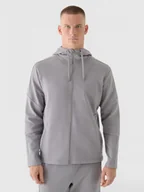 Bluzy sportowe męskie - Bluza dresowa rozpinana z kapturem męska 4F x Robert Lewandowski RL9SAW24TSWSM1708 - szara - miniaturka - grafika 1