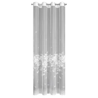 Firany - Firana 140x250 Alexia biała żakardowa zdobiona transparentną nicią gotowa na przelotkach - miniaturka - grafika 1