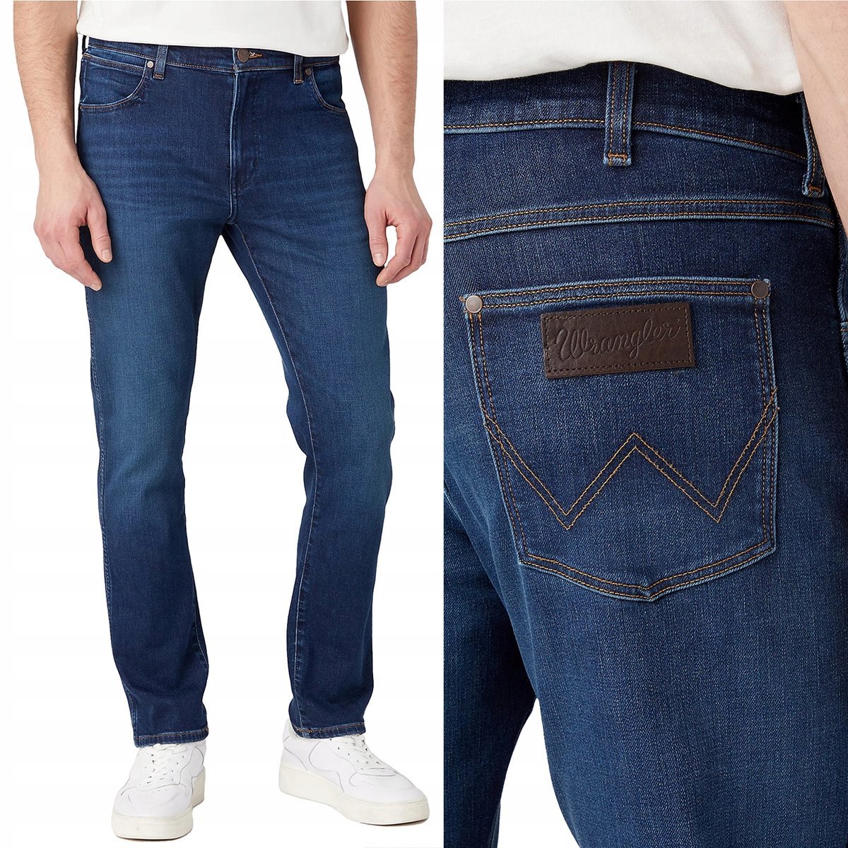 Wrangler LARSTON SLIM GreenFuzz 365WARM DOPASOWANE SPODNIE JEANSOWE W38 L34