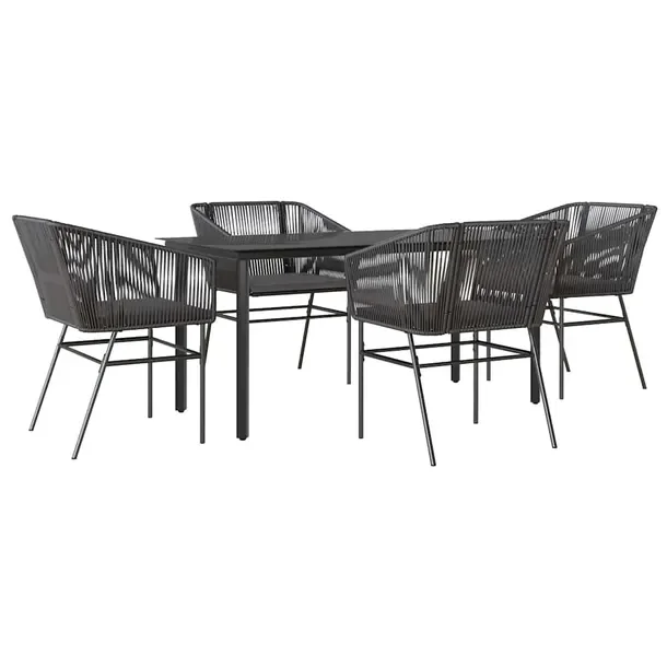 Zestaw Mebli Ogrodowych z Rattanu PE i Stali, Stół 160x80x74 cm, Krzesła