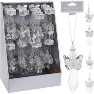 Ozdoby bożonarodzeniowe - Zawieszka anioł akrylowy srebrny 8 cm mix - miniaturka - grafika 1