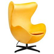 Fotele - King Home Fotel EGG CLASSIC VELVET BLACK żółty - welur, podstawa czarna JH-026.YELLOW.24B [11783622] - miniaturka - grafika 1