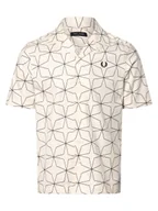 Koszule męskie - Fred Perry Koszula męska Mężczyźni Regular Fit Bawełna czarny|biały wzorzysty, S - miniaturka - grafika 1