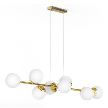 Lampa Wisząca Złota Sufitowa Led 8x E27 Kule Klosz Mleczny Loft Żyrandol