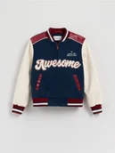 Kurtki i płaszcze dla dziewczynek - Reserved - Kurtka bomberka z haftem - granatowy - miniaturka - grafika 1