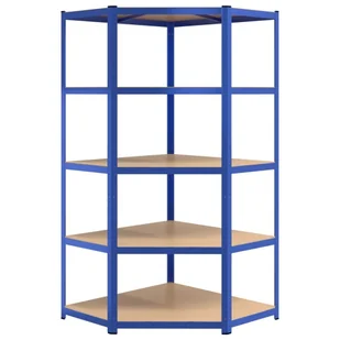 Regał narożny z 5 półkami, niebieski, materiał drewnopochodny - Szafy i regały magazynowe - miniaturka - grafika 5