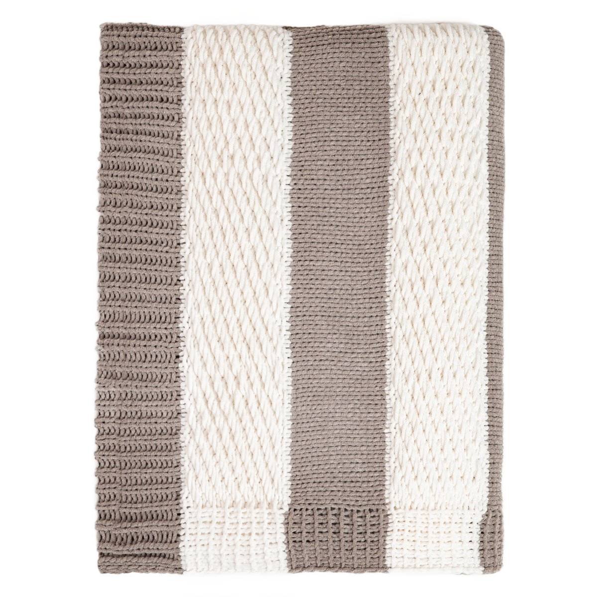 Koc RUDENS w pasy ecru 130x170cm HOMLA