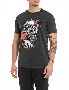 Replay T-shirt męski regular slim fit, 099 Blackboard, L - Koszulki męskie - miniaturka - grafika 1