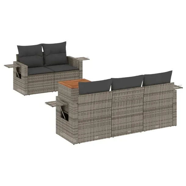 Zestaw mebli ogrodowych szary rattan PE 55 x 62 x 69 cm z poduszkami