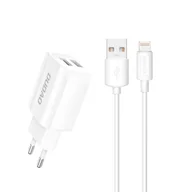 Ładowarki do telefonów - Dudao ładowarka sieciowa EU 2x USB 5V/2.4A + kabel Lightning biały (A2EU + Lightning white) - miniaturka - grafika 1