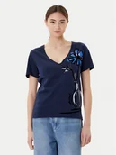 Koszulki i topy damskie - Desigual T-Shirt Dumas 25WWTK28 Granatowy Regular Fit - miniaturka - grafika 1