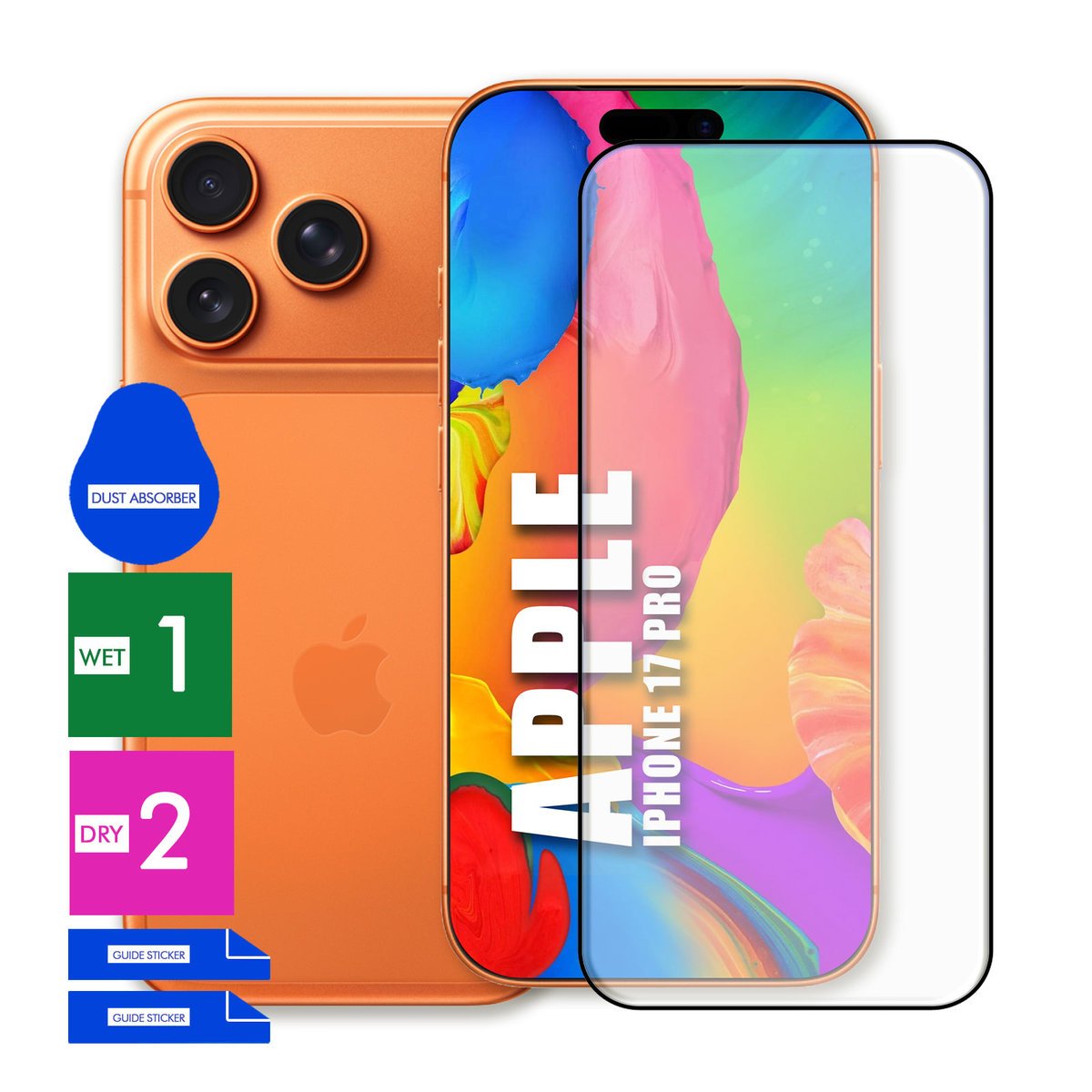 SZKŁO OCHRONNE DO APPLE IPHONE 17 PRO HARTOWANE 9H PEŁNE CAŁY EKRAN 5D