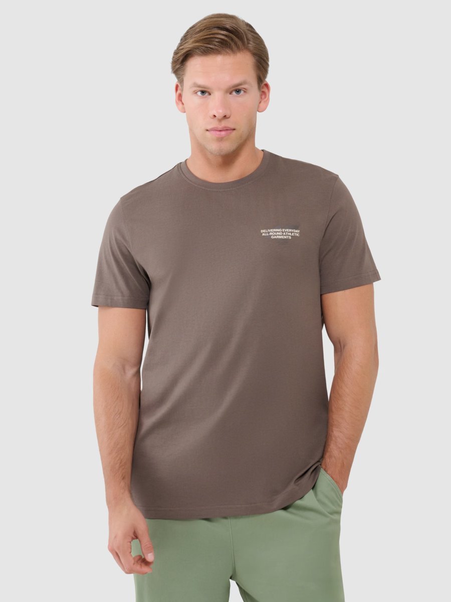 4F T-shirt męski regular z nadrukiem 4FWSS25TTSHM1974-80S Brązowy Roz. XXL