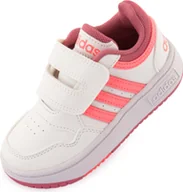 Buty dla dziewczynek - Buty dziecięce Adidas Jr Hoops biało-różowe 22 - miniaturka - grafika 1