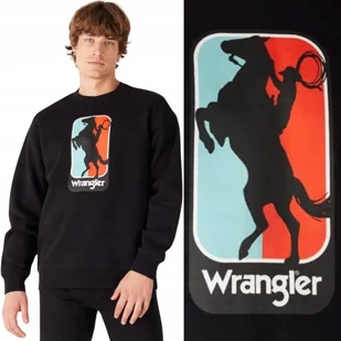 Wrangler LOGO CREW SWEAT Faded Black CZARNA BLUZA Z NADRUKIEM XL - Bluzy męskie - miniaturka - grafika 1