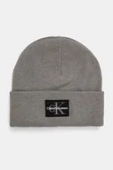 Czapki męskie - Calvin Klein Jeans czapka kolor szary z grubej dzianiny K50K512455 - miniaturka - grafika 1