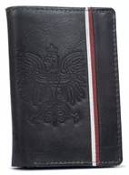 Portfele - Portfel męski skórzany zamszowy portfel patriotyczny godło flaga portmonetka na karty z ochroną RFID, czarny - miniaturka - grafika 1