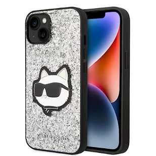 Karl Lagerfeld Etui do iPhone 14 6,1" srebrny/silver hardcase Glitter Choupette Patch - Etui i futerały do telefonów - miniaturka - grafika 1