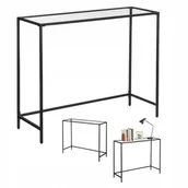 Konsole i sekretarzyki - Konsola Stolik boczny pomocniczy Szkło hartowane 100 x 80 x 35cm Czarny - miniaturka - grafika 1