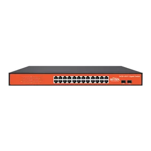Wi-Tek WI-SG124F łącza sieciowe Nie zarządzany Gigabit Ethernet (10/100/1000) Czarny, Pomarańczowy WI-SG124F - Switche - miniaturka - grafika 1