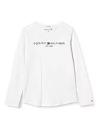 Koszulki dla dziewczynek - Tommy Hilfiger Koszulka dziewczęca Essential L/S, biały, 9 miesi?cy - miniaturka - grafika 1