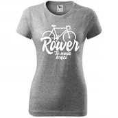 Koszulki i topy damskie - Damska Koszulka Nadruk Rowerowa Rower to mnie kręci Prezent dla Rowerzystki ciemnoszary melanż L - miniaturka - grafika 1