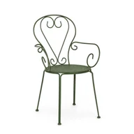 Fotele i krzesła ogrodowe - Zestaw 2 krzeseł ogrodowych ze stali lakierowanej elektroforetycznie, z podłokietnikami i matowym wykończeniem w kolorze ciemnozielonym - miniaturka - grafika 1