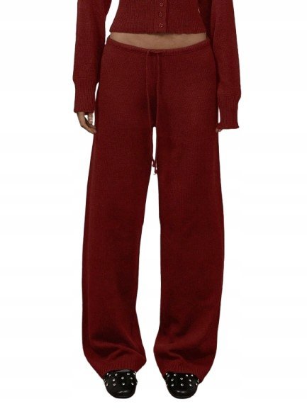 SHEIN SPODNIE CASUAL PROSTE Z DZIANINY CZERWONY XS 1KA