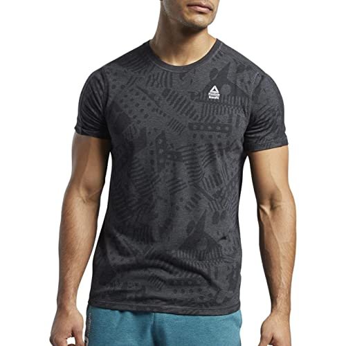 Reebok męska koszulka Cf Move - koszulka z krótkim rękawem z nadrukiem Czarny Melanż XS