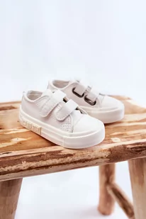 Dziecięce Skórzane Trampki Na Rzep BIG STAR KK374055 Białe-34 - Moda i Uroda OUTLET - miniaturka - grafika 1