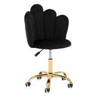 Krzesła - Krzesło obrotowe muszelka DC-907-S czarny welur, złota noga - miniaturka - grafika 1