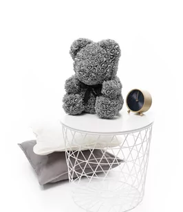Miś Gustaw, miś z róż Rose Bear, szary, 40 cm - Sztuczne kwiaty - miniaturka - grafika 1