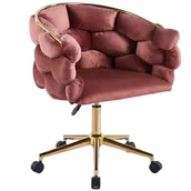 Krzesła - Krzesło obrotowe DC-SV9118 BALLOON welur róż #44, nogi złote - miniaturka - grafika 1