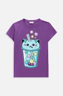 Koszulki dla dziewczynek - Coccodrillo t-shirt dziecięcy kolor fioletowy - miniaturka - grafika 1