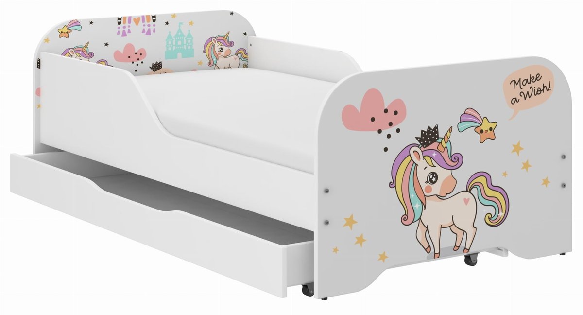 Łóżko dziecięce MIKI 160x80 JEDNOROŻEC RAINBOW