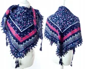 Apaszki i szaliki damskie - DAMSKA WZORZYSTA CHUSTA APASZKA ETNO Z FRĘDZLAMI - miniaturka - grafika 1