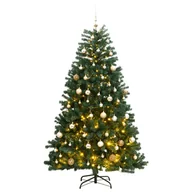 Choinki - vidaXL Sztuczna choinka na zawiasach, 300 lampek LED i bombki, 240 cm - miniaturka - grafika 1