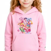 Bluzy dla dziewczynek - Bluza Dziecięca Różowa Z Kapturem SAJA BAND Muzyka Bajka Kpop Wz - 152 cm - miniaturka - grafika 1
