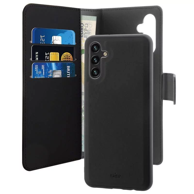 PURO Etui z klapką plecki + portfel 2w1 Wallet Detachable 2 in 1 do Galaxy A13 4G, czarne SGA13BOOKC3BLK