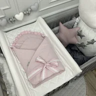 Rożki i beciki - ROŻEK Z FALBANKĄ I KORONKĄ PUDROWY RÓŻ - miniaturka - grafika 1