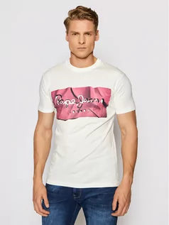 Koszulki męskie - Pepe Jeans T-Shirt Raury PM506480 Biały Slim Fit - grafika 1