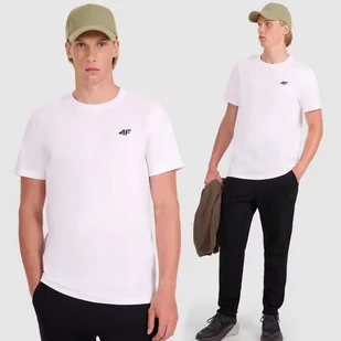 Koszulka Męska 4F T-shirt Basic Regular Bawełna Biały 4FWMM00TTSHM2256 L - Koszulki męskie - miniaturka - grafika 1