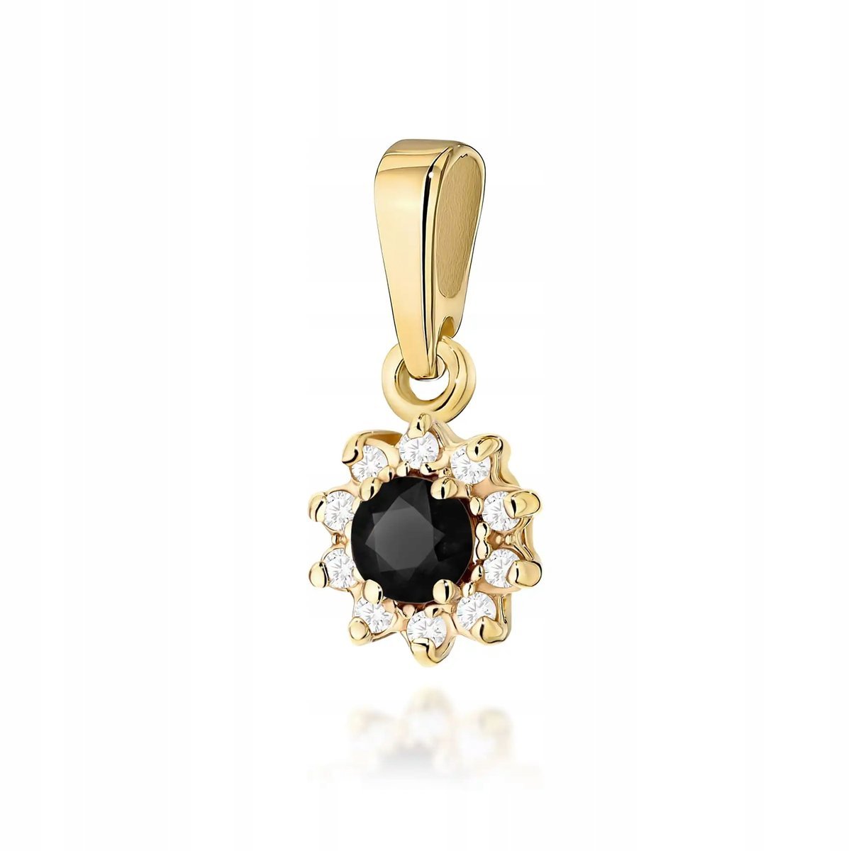 Zawieszka ze złota 585 z czarnym diamentem elegancka na prezent dla niej