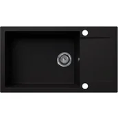 Zlewozmywaki - EOS Zlewozmywak granitowy FORT czarny brokat złoty (z ociekaczem) - miniaturka - grafika 1